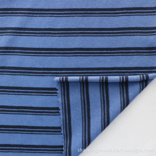Atmungsaktueller hochwertiger Poly65% Cotton35% Streifen Muster Single Jersey Strick -Hemd -Stoff für Männer Frauen